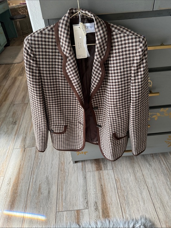 Marty palmieri Jackets & Blazers - Brown & Cream Houndstooth Trim Blazer